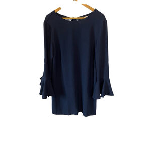 WAYF Dress Navy Women’s Large Knee Length Ruffle Sleeve L